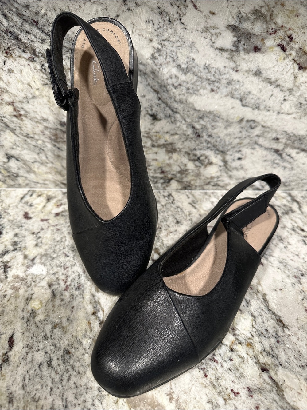 Clarks Black Slingback Clog Flats